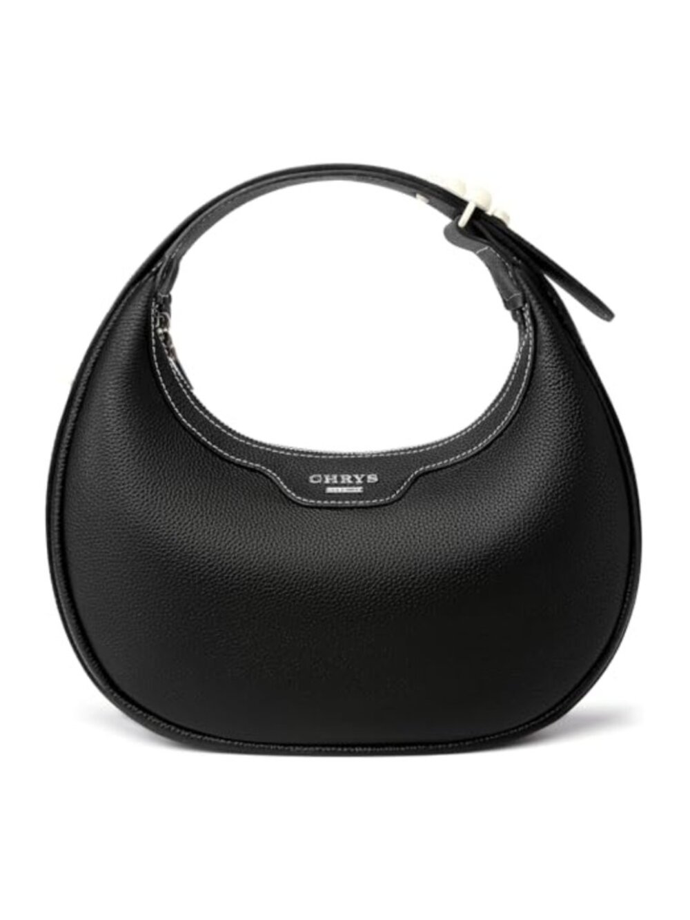 Genuine Leather Crescent Hobo Shoulder Bag with Adjustable Strap